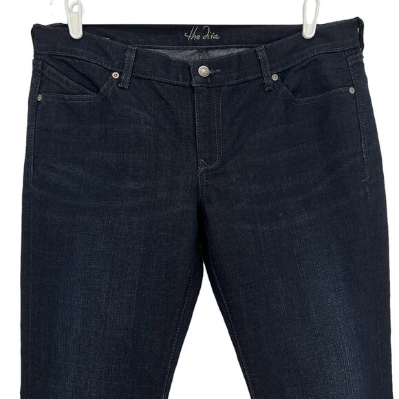 The Diva Women's Denim Jeans Size 14 Long Boot Cut Mid Rise Stretch Navy - Picture 3 of 11